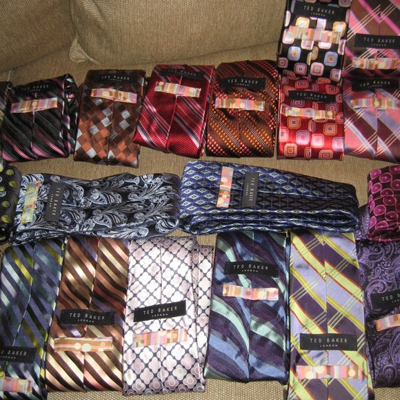 ❤️25 LOT TED BAKER Neckties Ties Paisley Stripe Polka Dot Retro Collector Lot - Picture 9 of 14